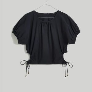 madewell crop cinched sides black “jewel” top